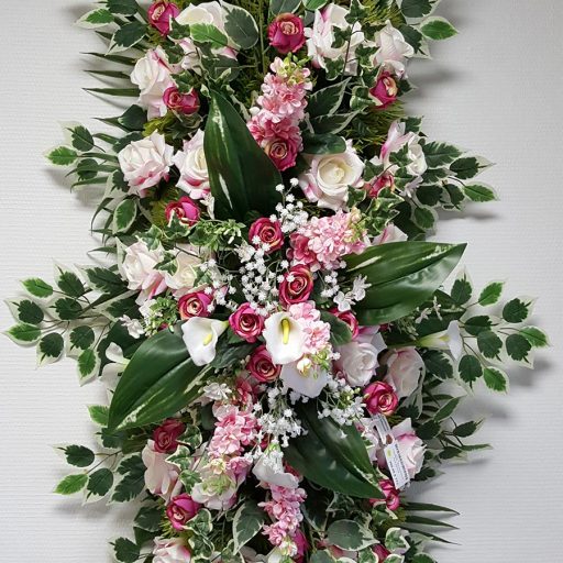 accessoires couronne de fleurs blanches et rose et lières